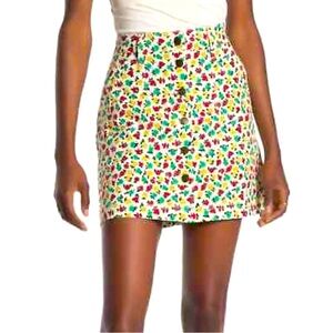 J. Crew Mercantile Floral Spring Denim Stretch Button Front Skirt I4